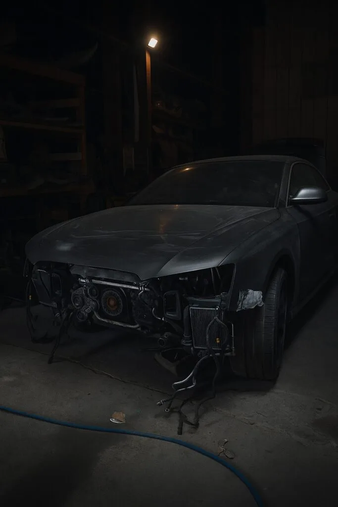 Voiture en cours de réparation carrosserie